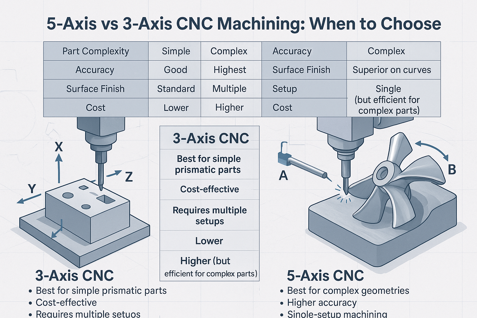 5-Mecanizado CNC de eje vs 3 ejes
