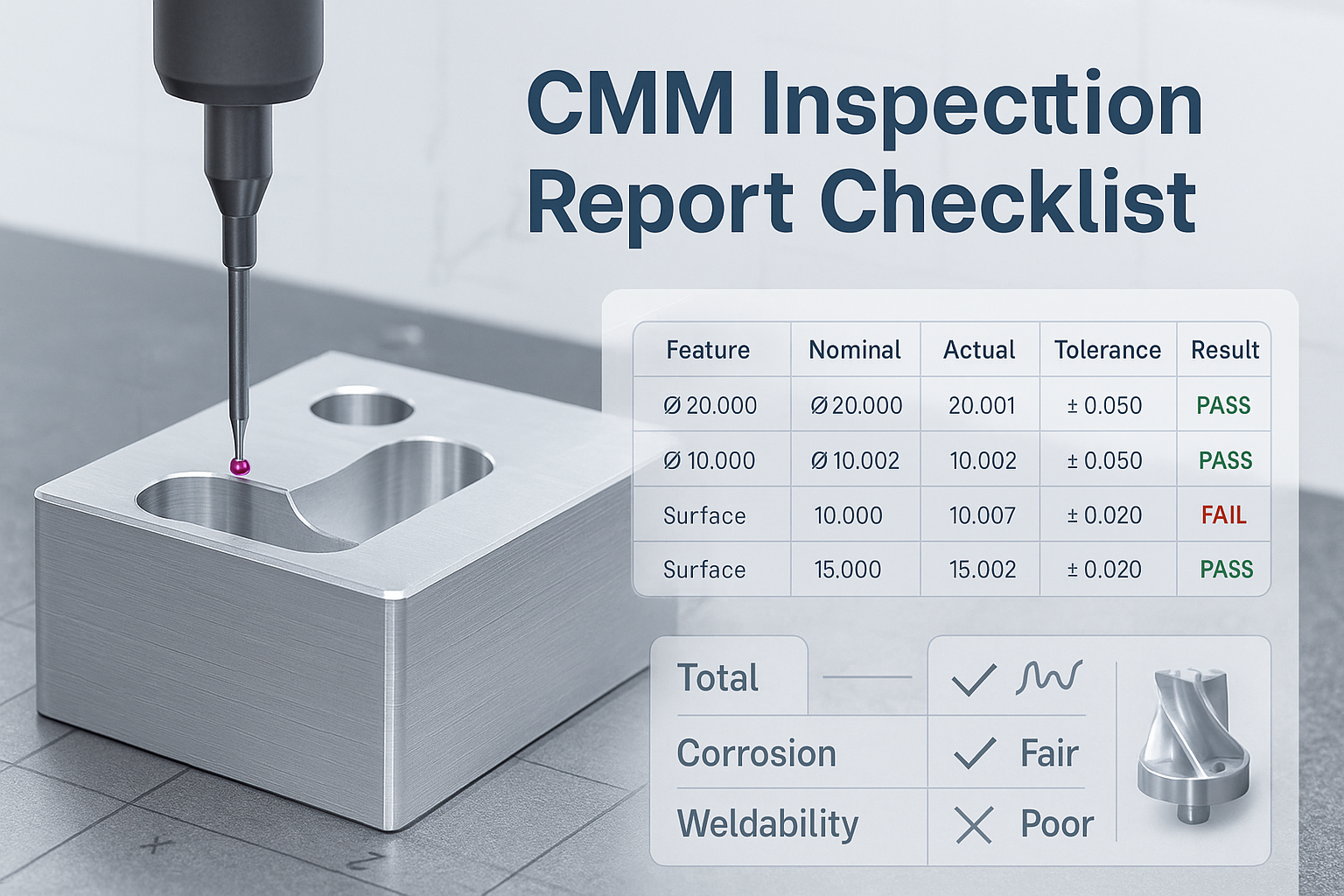 Lista de verificación de informes de inspección CMM